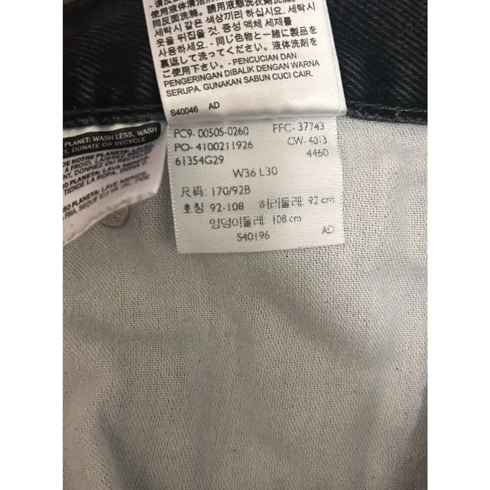 Levi's 505 Regular Fit Jeans Mens 36x30 Faded Black Straight Leg Denim